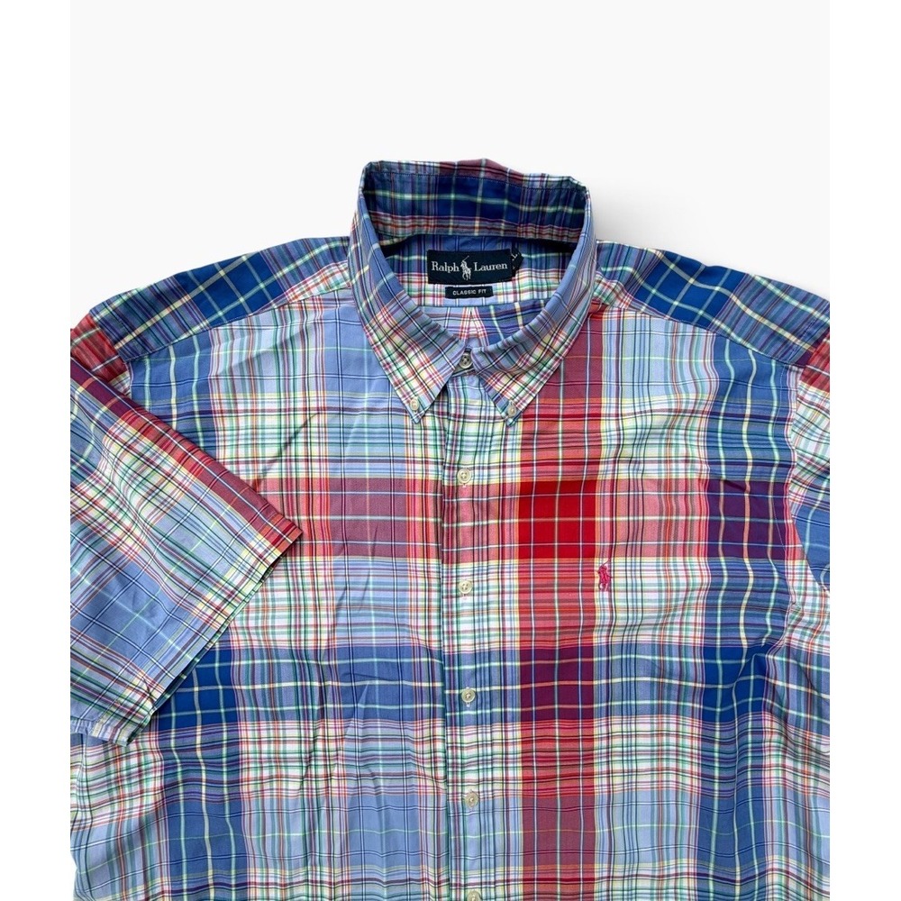 Vintage Ralph Lauren Classic Shirt Mens XL Plaid Short Sleeve Button Down Y2K